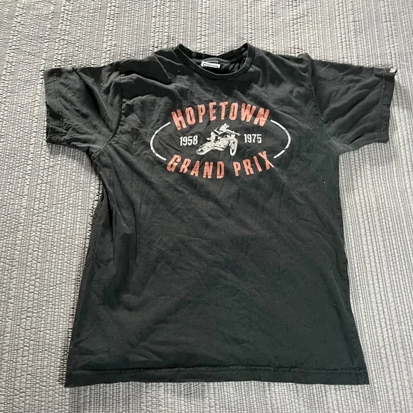 Vintage 90s Elrod‎ Racing Hopetown Grand Prix T-Shirt Black Men's Large Moto