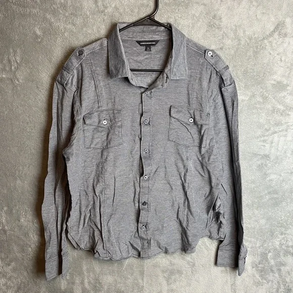 Express Design Studio Mens XL Button-Up Shirt Grey Long Sleeve