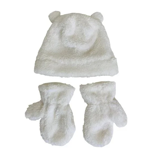 Carter’s Toddler Unisex‎ Cat Earflap Hat & Gloves Sherpa Set White Size 4-8
