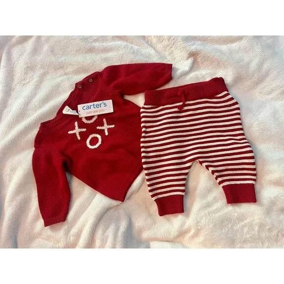 Carters Just One Red Sweater Outfit XOXO