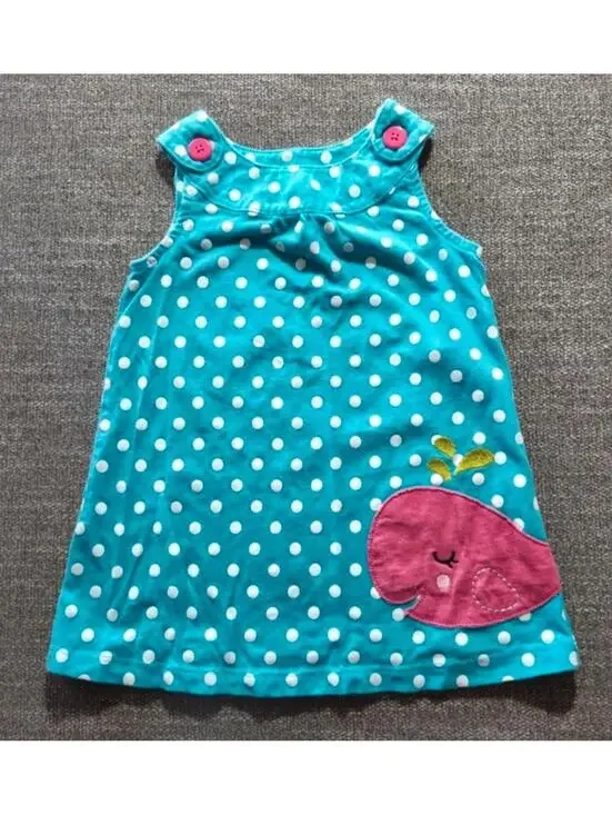 Carter's Polka Dot Whale Dress 18 Months Turquoise Pink Girls #1084