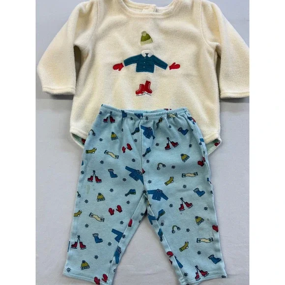 Vintage Old Navy Winter Set 12-18 Months Fleece Top Cotton Pants