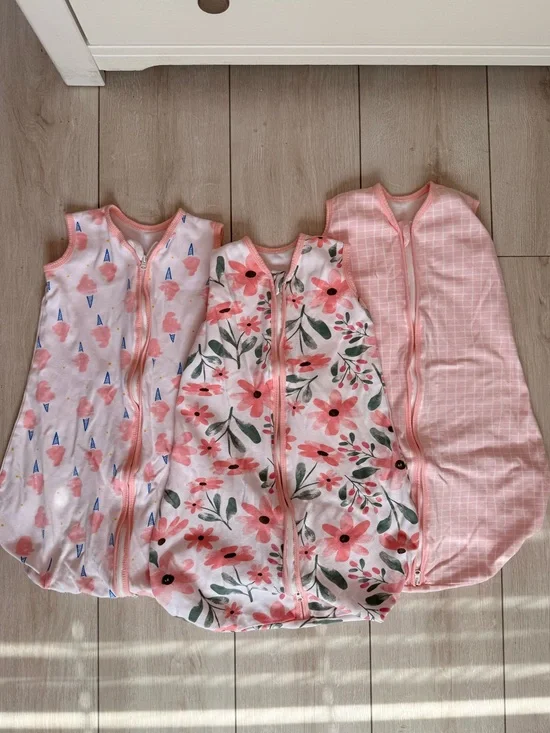 Baby Girls' Pink Floral & Patterned Sleep Sacks - Cozy Zip-Front Pajama Bag