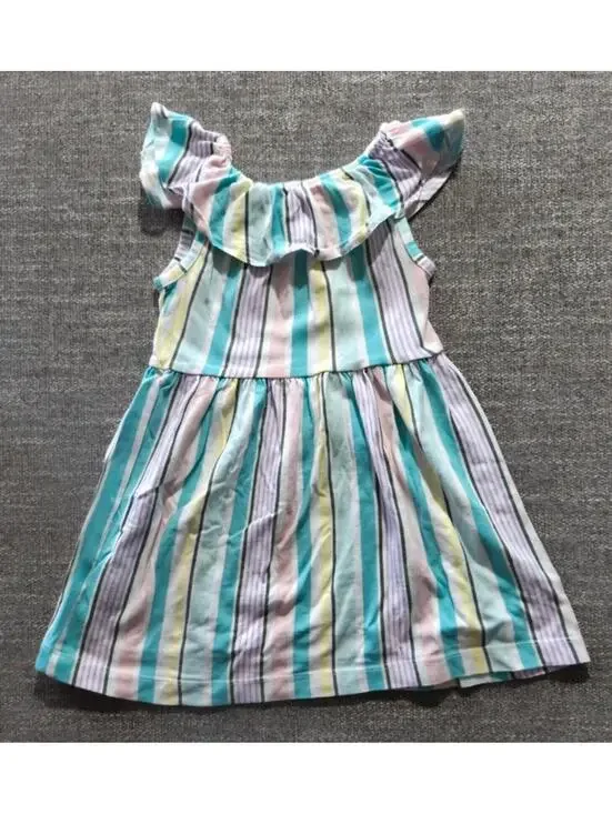 Carter's Toddler Girls Pastel Striped Ruffle Dress 18M #1079