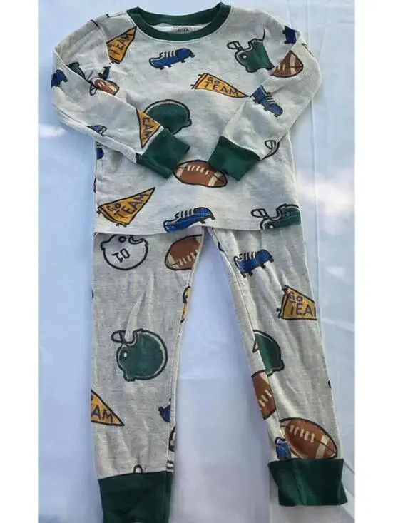 Carter's Boys 4T Football Pajama Set Sports Sleepwear #1244