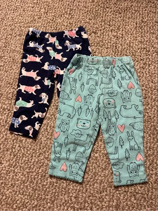 Set of 2 Baby Girl Carter's Leggings Animals Dachshund Woodland Print 6 Months