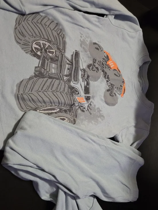 Carter's Light Blue Monster Truck Pajama Set