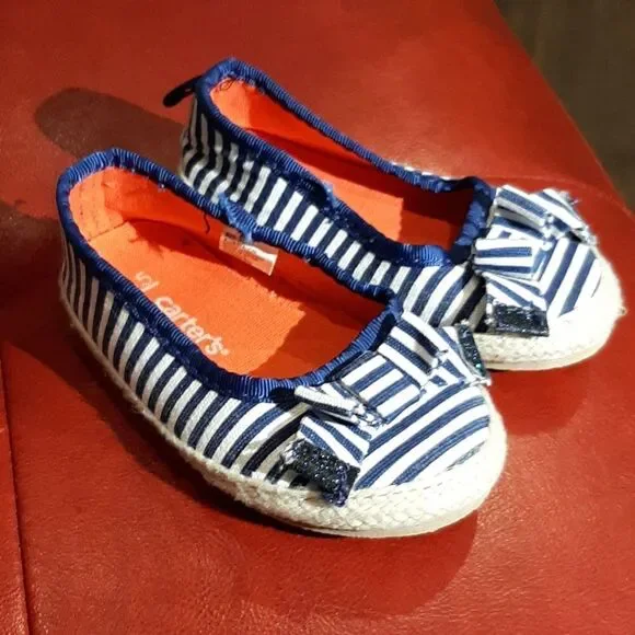 Carter's Blue and White Striped Shoes