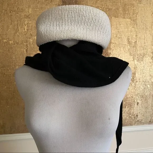 Adrienne Vittadini white with black scarf hat