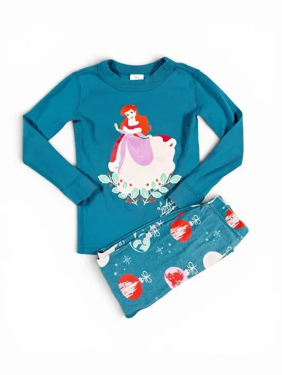 Hanna Andersson Disney Princess Ariel Holiday Organic Cotton Pajama Set Size 4