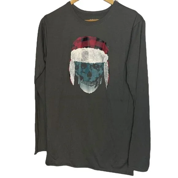 Cherokee Boys XL 16/18 Pajama Shirt Skull Plaid Long Sleeve Casual‎ Lounge