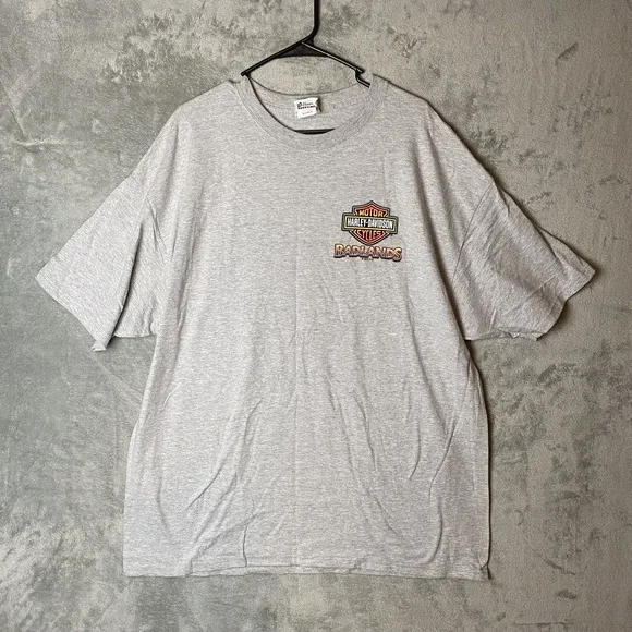 Harley-Davidson Mens 2XL Badlands Gray T-Shirt Graphic Logo