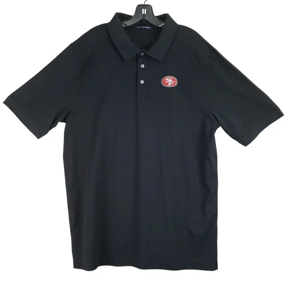 San Francisco 49ers Cutter & Buck Polo Shirt Mens XL Black NFL Sporty Gameday