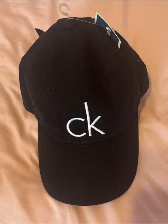 Calvin Klein Black Cap with White 'ck' Embroidery
