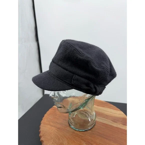 Four Buttons San Diego Hat Co Newsboy Cap Womens OS Black Wool Blend Cabbie Hat