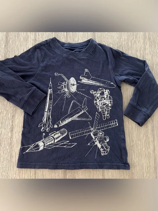 Carter's Navy Blue Long-Sleeve Space Graphic Tee