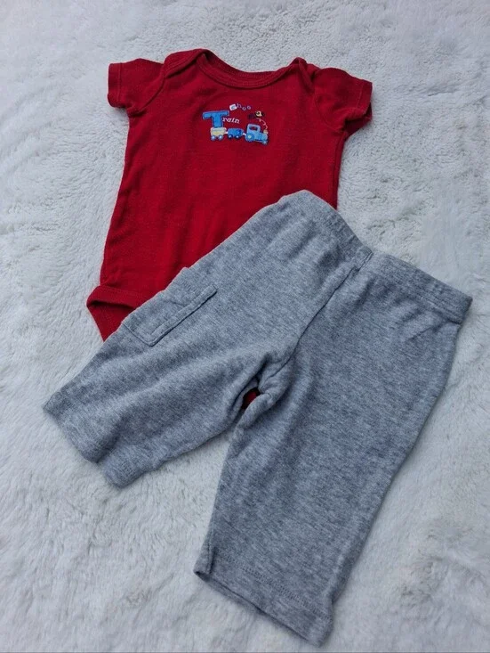 Carter's Red Bodysuit with Gray Jogger Pants