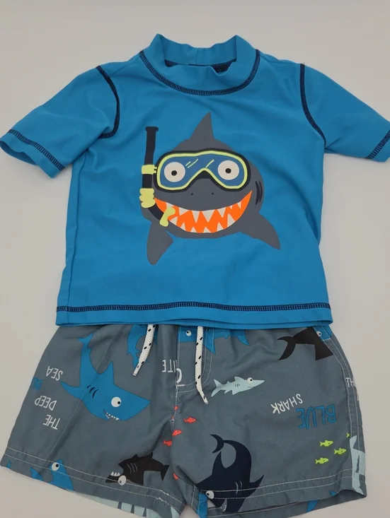 Carter's Blue Shark Snorkel Rashguard Swim Set