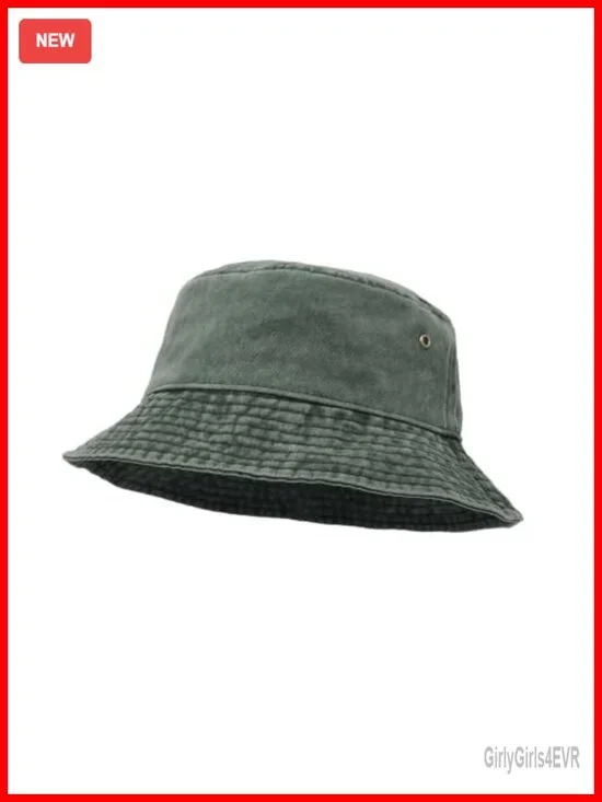 Washed Denim Bucket Hat Wide Brim Cotton Sun Hat Flat Top for Fishing Hiking