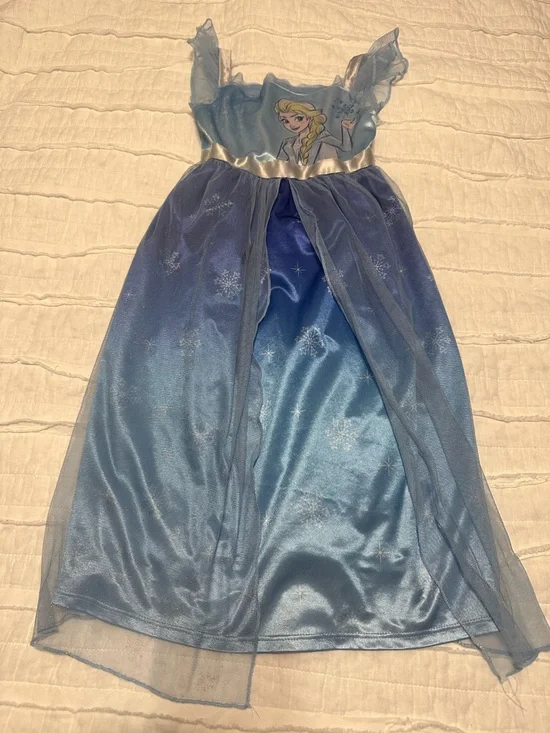 Disney Elsa Blue Snowflake Nightgown Pajama Dress