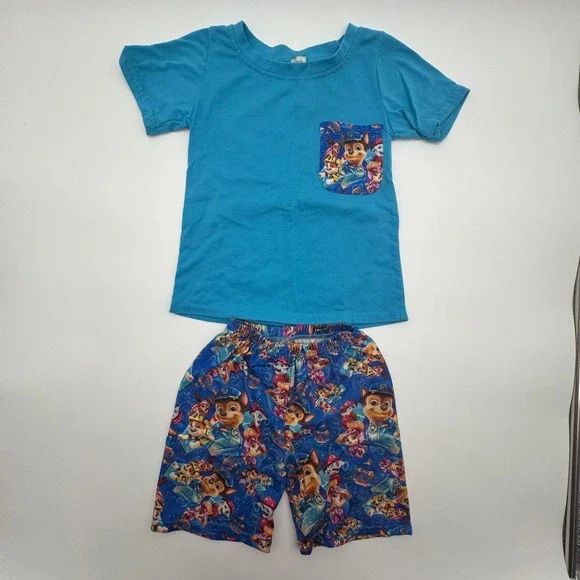 Paw Patrol Boys 2 Piece‎ Shorts Set Blue Graphic Outfit Size 3T