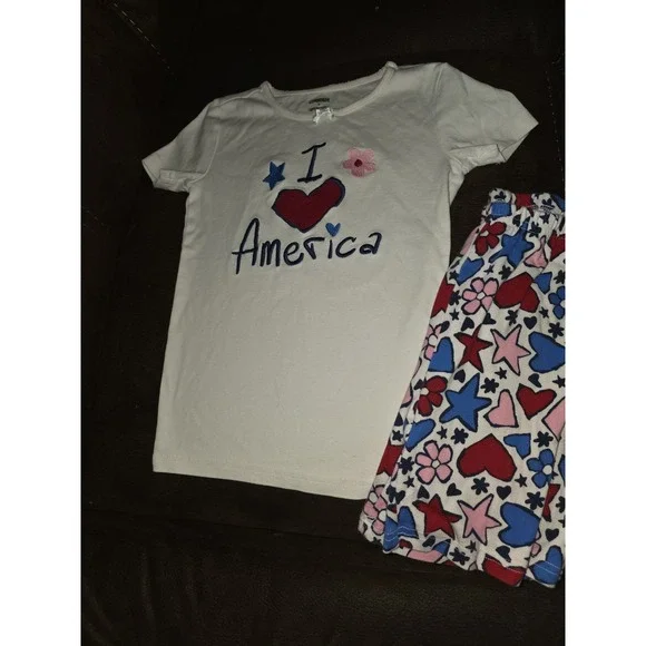 Gymboree gymmies pajamas I love america 4th of july size 8‎