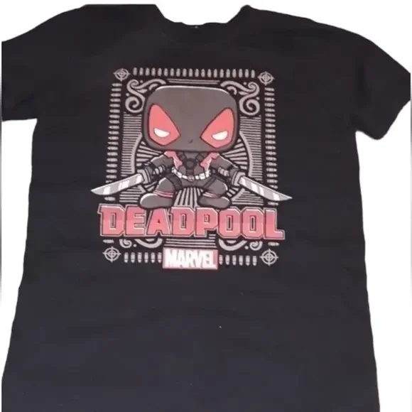 Funko Pop‎ Men's Marvel Deadpool Black T-Shirt Small