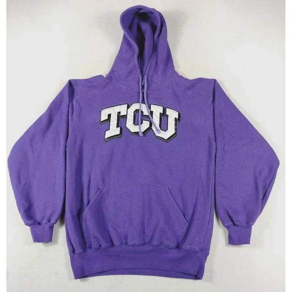 TCU Horned Frogs Hoodie Mens Medium Purple Badger Sport Fleece NCAA Embroidered