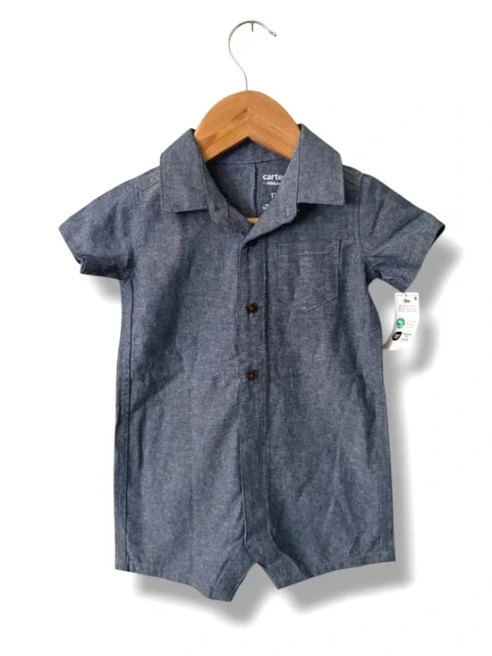 🌵3/$20 Carter’s Chambray Romper Blue 12M NWT