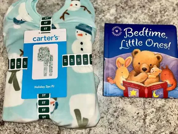 Carter's Kids' Holiday 2-Piece Snowman Pajama Set and 'Bedtime, Little Ones!'
