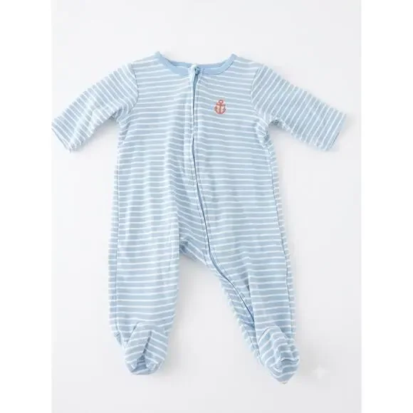 Carter's Striped Anchor Long-Sleeve Footed Pajama Sleep & Play 3Mo