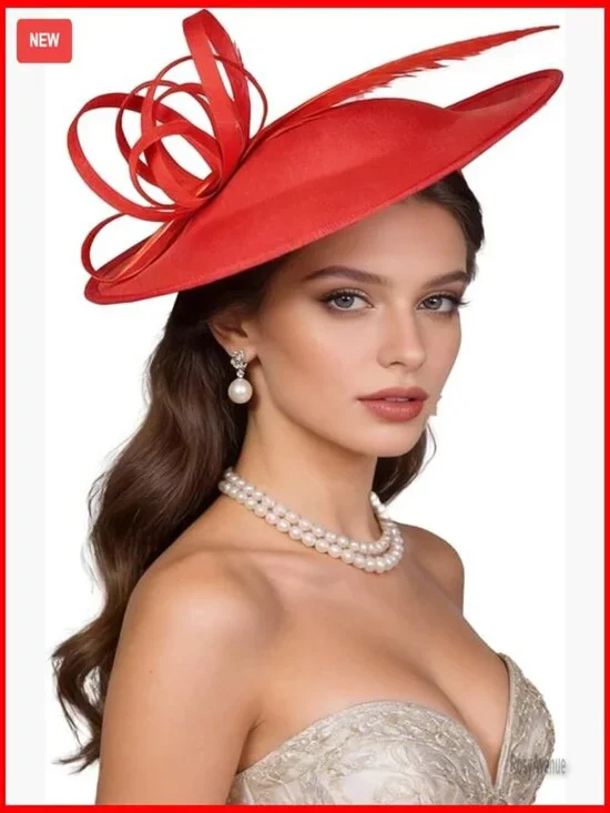 Faux Feather Polyester Saucer Fascinator with Removable Headband