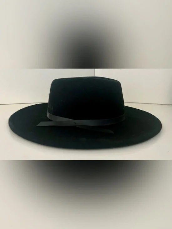 Women’s Classic Black Wool Felt Wide Brim Rancher/Fedora Hat