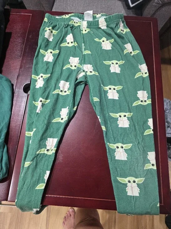 Kids Green Baby Yoda Printed Pajama Pants