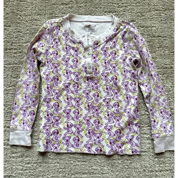 Roller Rabbit Purple Koala Animal Pima Cotton Henley Pajama Top Size 4 years