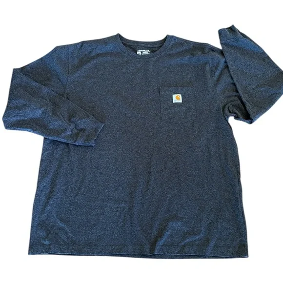 Carhartt Gray Long Sleeve Crew‎ Neck Loose Fit Tee Shirt Size XXL