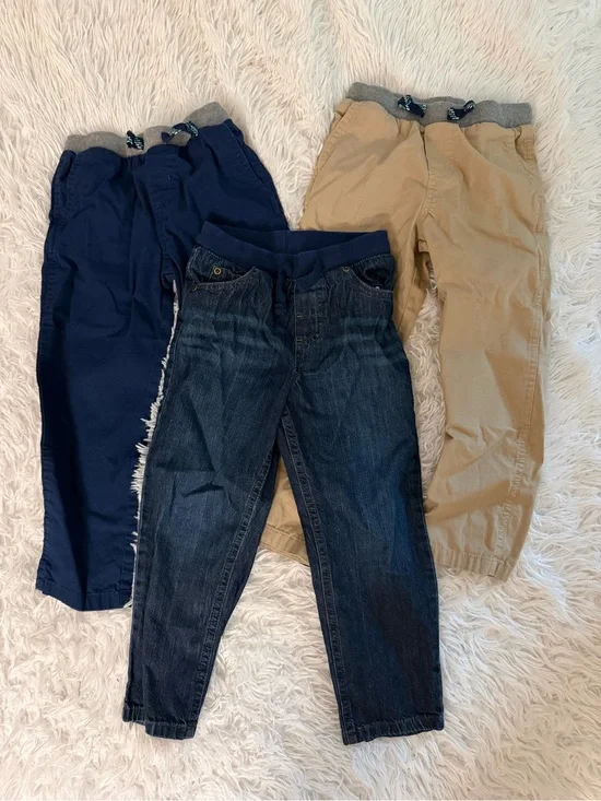 5T Cotton Pants Bundle Simple Joys Carter's Denim Khaki Navy 3 Pc