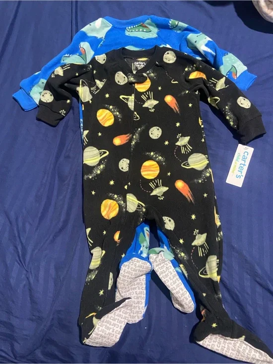 Carter's Black Space Planet Footed One-Piece Pajama