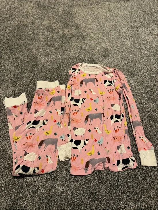 Little Sleepies Pink Farm Animal Two-Piece Pajama Set
