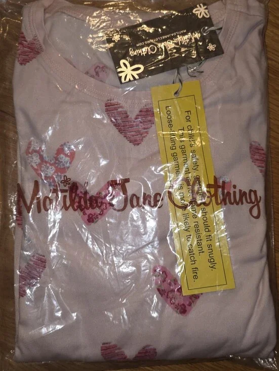 Matilda Jane Nwt Size 10 Fairy Dust Allover Heart Print PJ'S Pajama Set Nwt