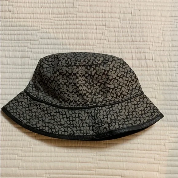 Coach Signature Jacquard Bucket Charcoal Hat SZ P/S Designer Sporty Outdoors