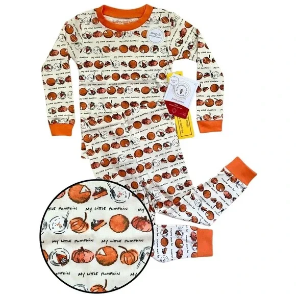 NWT Burt's Bees Kids My Little Pumpkin Organic Cotton Pajama Set 4Y