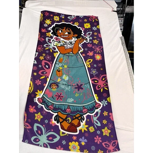 Disney Encanto Mirabel Madrigal Kids Beach Bath Towel Purple Floral 28x55