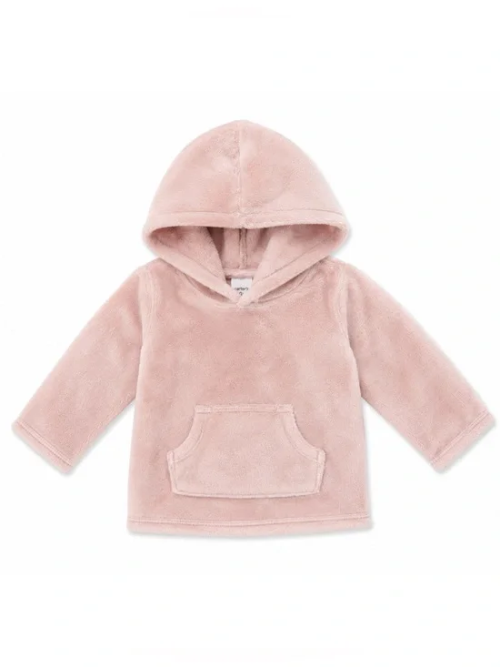 Carters Baby Girl Pink Velour Cozy Hooded Sweatshirt Size 12M
