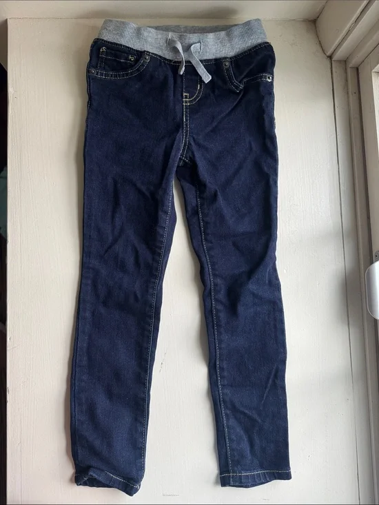 Carter's Dark Blue Pull-On Jeggings with Gray Ribbed Waistband
