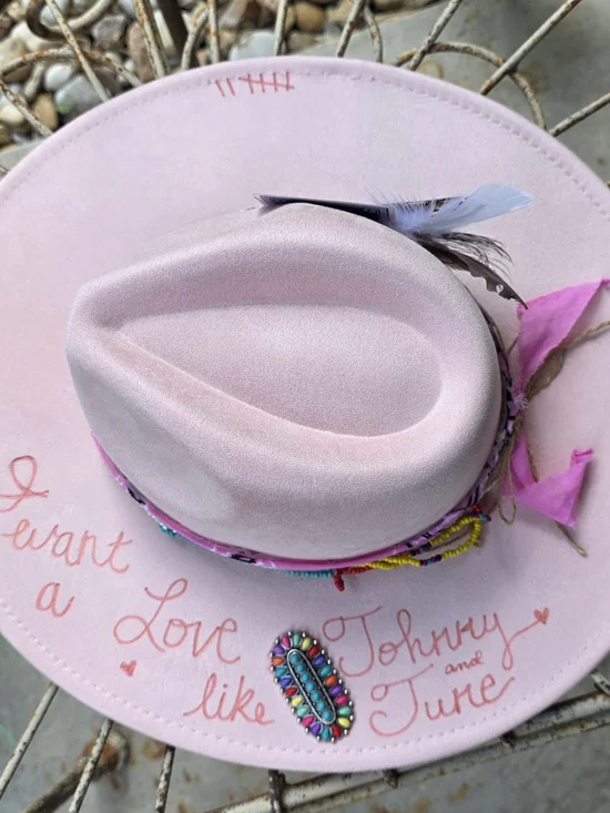 Pink Embellished Felt Cowboy Hat