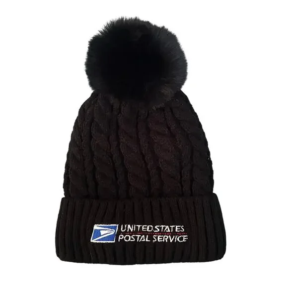 USPS Fleece Lined Pom Pom Hat Adult S/M
