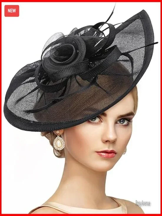 Feather Fascinator Derby Hat with Headband & Clip for Formal Occasions