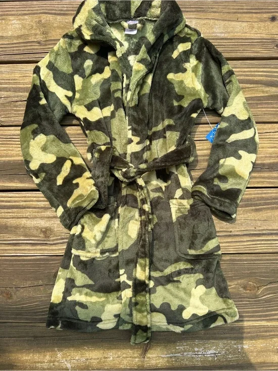 New! Wonder Nation Boys Camo Fleece Belted Robe Size S (6/7)