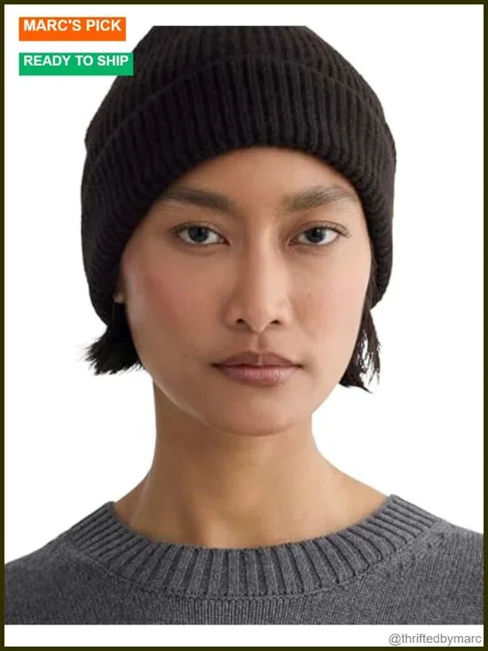 Cashmere Ribbed Beanie - Soft Minimalist Knit Hat